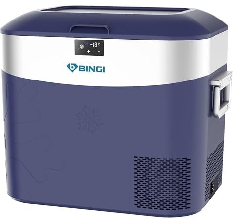 BINGI Kompressor Kühlbox 22L Tragbarer Auto-Kühlschrank 12/24V DC und 230V AC Mini Gefrierschrank für Auto, LKW, Camping, Wohnmobil und Zuhause (15℃ bis -18℃)