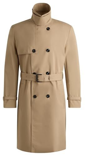 HUGO Herren Maluks2511 Wasserabweisender Trenchcoat mit Gürtel Beige 52