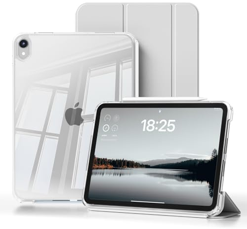 JKSML Hülle für iPad (A16) 11./10. Generation (2025/2022) 11/10,9 Zoll | 2 in 1 Abnehmbare Hülle mit Stifthalter, Hart PC Transparent Rückseite, Touch ID & Auto Schlaf/Weck (Grau)