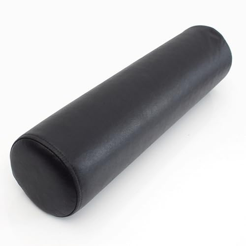 Nackenrolle, PU-Leder, ergonomisches Zylinderkissen, Halswirbelstütze, Kopfstütze, Lendenwirbelsäule, Taille, Rückenschmerzen, für Sofa, Bett, Stuhl, Auto, Büro, Schlafen (Schwarz, 20 x 90 cm)