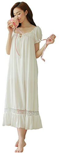 Summer Women Short Sleeve Long White Nightdress Casual Lounge S-XL (XLï¼ˆFor Height 168-179cm))