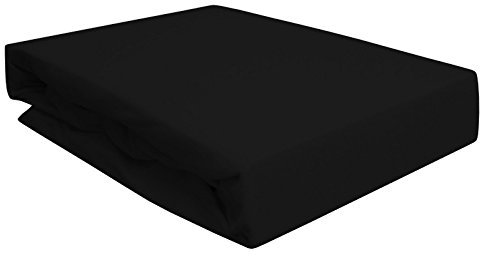 Spannbettlaken für Wasserbett/Boxspring/Übergrößen 180-200x200-220 cm Schwarz (schwarz/Black/Noir)