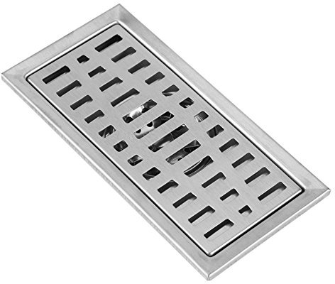 Fdit 20x10cm Rejilla de Basura de Cocina de Ducha de Desagüe de Piso de Acero Inoxidable de Rectángulo Socialme-EU