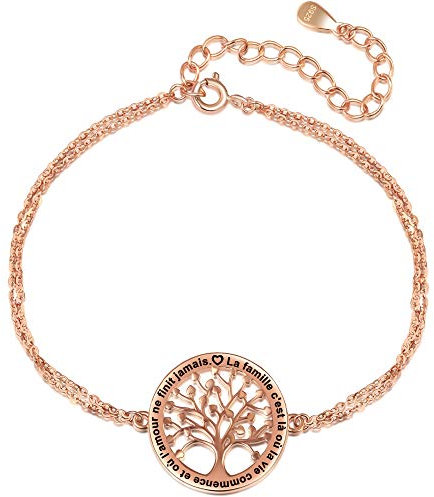 LOVORDS Bracelet Femme Gravé Argent 925/1000 Arbre de Vie Famille Cadeau Maman Fille Grand-Mère
