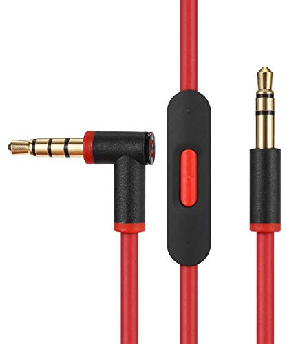 Earla Tech Replacement Audio Cable Cord Wire with in-line Microphone and Control for Beats by Dr Dre Headphones Solo/Studio/Pro/Detox/Wireless/Mixr/Executive/Pill (Black+red)