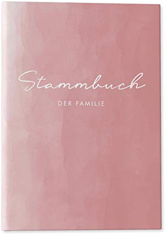 DeinWeddingshop Stammbuch der Familie - Familienstammbuch Hochzeit Standesamt - Watercolor Serie - Hardcover 16x21cm … (rosé)