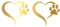 Finest Folia 2er Set Aufkleber Pfote und Herz 10x11cm Hund Katze Sticker für Auto Motorrad Wand Laptop Möbel Pfotensticker Hundepfote selbstklebend (K017 Gold)