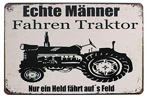 Hioni Echte Männer Fahren Traktor Vintage Blechschild Poster Wandschild Wand Dekoration Metallschild Türschild