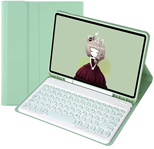 Keyboard Case Cover for iPad 9.7 (5th Generation 2017) & (6th Generation 2018), Wireless Bluetooth Keyboard & Faux Leather Folio Cover with Apple Pencil Slot