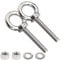 AIVOOF Stainless Steel Eye Bolts, 2 Pack M10 Shoulder Eye Bolt 2 Heavy Duty EyeBolts Screws in Eye Hooks with Washer and Nuts for Lifting Ring Eyebolt Thread Length 50mm