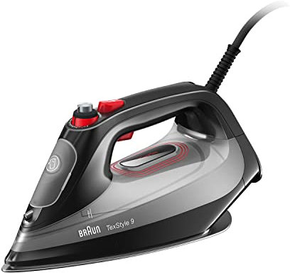 Braun Household TexStyle 9 SI 9281BK - Plancha de vapor con suela Freeglide 3D (vapor vertical, 3100 W), color negro
