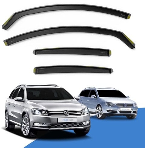 EdgeVisors Wind Deflectors | Fits: VW Passat B6/B7 (2005-2014) 5 Door Estate 4pc Set | In-Channel Rain Guards for Wind, Rain & Sun Protection, Easy Installation - Tinted