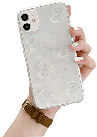 Clear Case Compatible with Apple iPhone XS Max Cases with 3D Cute Candy Bear Bling Glitter Design Shell Ultra Slim Thin Soft TPU Rubber Stylish Flexible Protective Transparent Cover(Clear Bear)