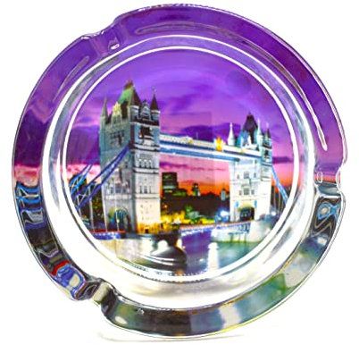 Cendrier : pont de la tour de Londres la nuit, Angleterre, Grande Bretagne, cendrier en verre (10 cm x 10 cm) collecteur de cendres en verre classique rétro. décoration forte. fumeurs