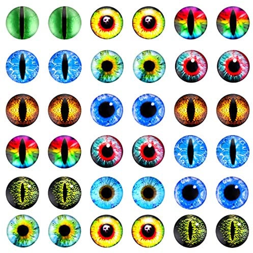 20 piezas de 25 mm de cristal grande de ojos de dragón cubierta de gemas de ojos de cabujón, muñeca de vidrio de estilo mixto, ojos de dragón, ojos de dragón con parte trasera plana, para hacer