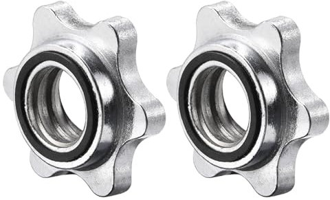 sourcing map Dumbbell Hex Nut, 2Pcs M28 Anti-Slip Lock Collar Screw for Barbell Dumbbell Weight Lifting Silver