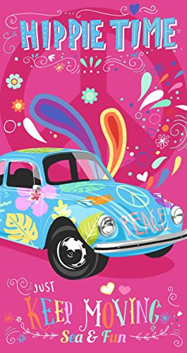 Miracle Home. Microfiber Beach Towel Hippie, 100% Poliéster, 75 X 145 cm. Rosa. 11808