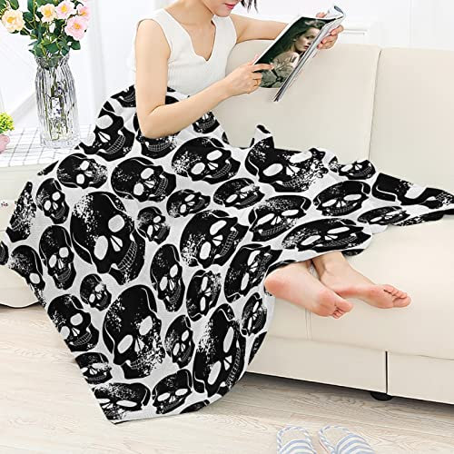 Kuiaobaty Totenkopf-Muster, gemütlich, langlebig, für Büro, Sofa, Couch, Überwurf, Kino, Geschenke, hochwertige waschbare Decken, Gothic-Tagesdecke