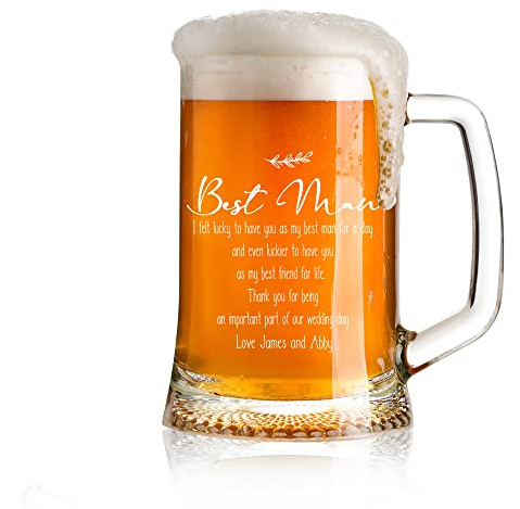 ukgiftstoreonline Personalised Best Man Pint Glass Beer Tankard Gift in Box