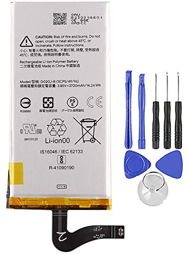 Akku kompatibel mit Google Pixel 4 XL G020J-B 3700 mH, hohe Kapazität mit Demontage-Set im Lieferumfang enthalten