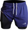 Herren Laufshorts 2 in 1 Shorts Gym Athletic Shorts Outdoor Marathon Workout Trainingsshorts Navy blau M