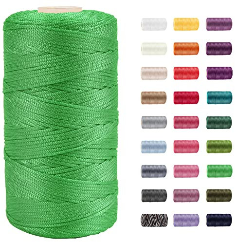 CAMAL Polypropylene Garn 1,5mm x 200m Häkelgarn für Taschen Makramee Garn für Handtasche Häkeln Polypropylene Yarn für Handwerk Wohndekorationen, Platzteller, Umhängetasche (Fruchtgrün)