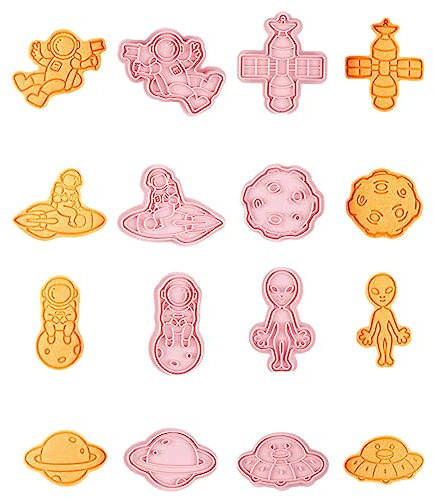 CANDeal Lot De 9 Emporte-pièces En Plastique Pour Espace Extra-atmosphérique Fusée, Astronaute, Lune, étoile, Soleil, Planète, Dirigeable, Radar, Emporte-pièces En Forme Extraterrestre Moules