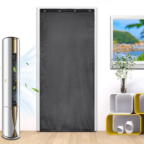BTTO Türvorhang,Wärmeisolierend Vorhang 82x204cm Selbstklebend Thermovorhang Winddicht Kälteschutz für Schlafzimmer Wohnzimmer Gray