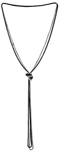 COOLSTEELANDBEYOND Kette Lariat Halskette, Y-Form Quaste Multi-strang Lange Box Kette, Silber Schwarz, Knoten Verstellbare