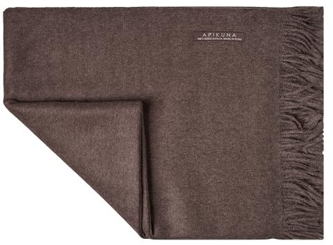 Apikuna® Alpaka Wolldecke aus 100% feinster Baby Alpaka Wolle - 180 x 130 cm in Braun - kuschelig weiche & warme Decke - Sofadecke Alpakadecke Kuscheldecke Alpaka Decke Baby Alpaka Decke