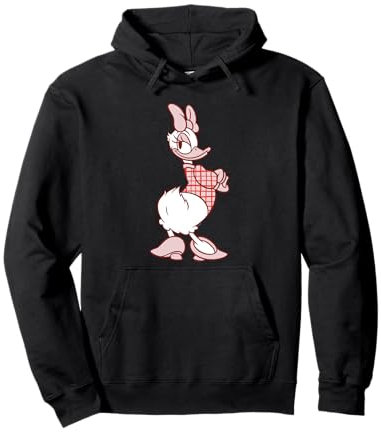 Disney Daisy Duck Sassy in White & Pink Pose with Plaid Top Pullover Hoodie
