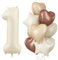 Luftballon 1 Beige, Creme 1. Geburtstag Ballon Deko für Mädchen, Neutraler Aprikose Nude Braun Herzballons Geburtstagsdeko, 40'' Zahl 1 Stern Folienballon für Frau 1 Jare Jubiläum Party Dekoration