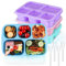 MaMix Bento Box Adult Lunch Box, 5 Compartment Bento Box for Adults 4 Pack, Reusable Stackable Snack Containers for Kids Adults with Utensils, for School, Work, and Travel (Macarons)