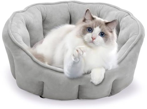 Pasdrucn Katzenbett Kleine Hunde，Katzenbett Flauschig Waschbar，46x23x11cm Katzen Bett Grau Mit Zweiseitig Innenkissen Katzenschlafplatz Für Katzen Oder Kleine Hunde