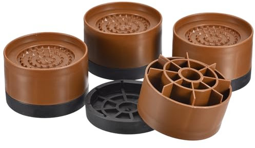 sourcing map Lot de 4 rehausseurs de meubles ronds réglables en hauteur de 5 cm pour cadre de lit, table, bureau, pieds de canapé, chaise, supporte 590,7 kg, marron