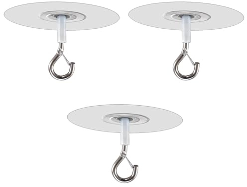 FOLODA Transparente Decken-Saugnapf-Haken, starke spurlose, große Basis, selbstklebende Wandaufhängung, Aufbewahrung, transparente Haken, 3 Stück