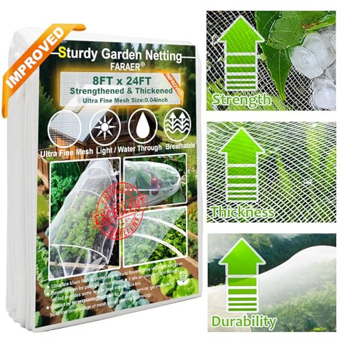 Gartennetz, 2,3 x 7,6 m, ultrafeines Schutznetz, verdicktes Netz, Pflanzenabdeckungen für Gemüse, Pflanzen, Obst, Blumen, Pflanzen, Gewächshaus, Reihenabdeckung, Hochbeet, Barriere, Displayschutznetz
