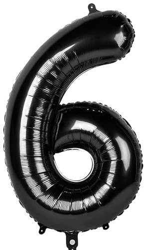 Ponmoo 40 Zoll Foil Luftballon Zahl 6 Schwarz (101cm), Aufblasbares Helium oder Luft, Riesige Folienballons Nummer 0-9, Große Ballons für Hochzeitstag und Geburtstagsparty Ballon Dekoration