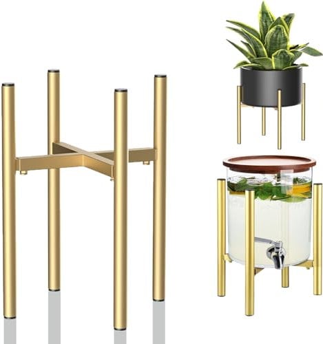 DeJivsin Soporte para Plantas, Soporte Plantas Interior, 21 cm-35 cm oro, Soporte Macetas Interior, Soporte para Plantas Ajustable de Metal, para macetas con un diámetro exterior de 20-35cm