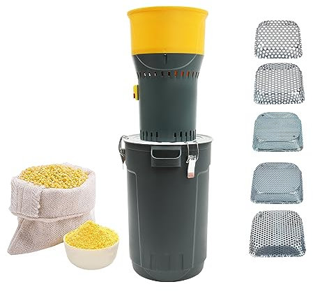 CHIMHOON 1000W Elektrische Getreidemühle mit 25L Eimer, Getreidemühle Landwirtschaftliche Getreidemühle Getreide Korn Weizen Futtermühle mit 5 Größen Mühlensieb + 1 Schraubenschlüssel