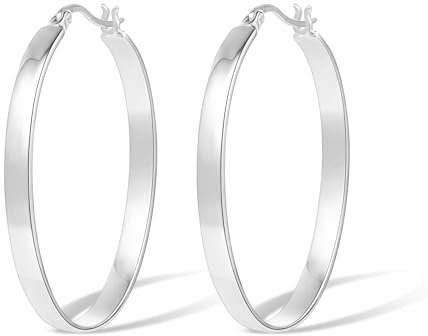 ALEXCRAFT Chunky Ovale Grosse Ohrringe Silber 925 Groß Creolen Damen Big Hoop Earrings Silver für Frauen Freundin Mama Mädchen