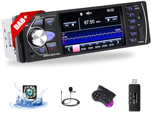 Dab+ Autoradio 1 Din avec Screen Auto Radio Bluetooth 5.0, Single din MP5 Player Radio avec Handsfree Bluetooth FM USB AUX TF Commandes au Volant Caméra de recul