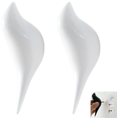 PIYYQNY Patere Murale 2 Pièces Cintre Mural Crochets De Décoration Murale En Forme D'Oiseau Crochet Animal En Résine Patère Derrière La Porte En Trois Dimensions(Blanc 130mm)