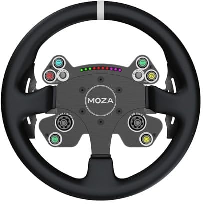 MOZA CS V2P Racing Wheel for PC Gaming Steering Wheel, 13 Inch Aviation Grade Aluminum Alloy Rim, Carbon Fiber paddles, RGB Indicator, Pressable Joysticks and customizable controls