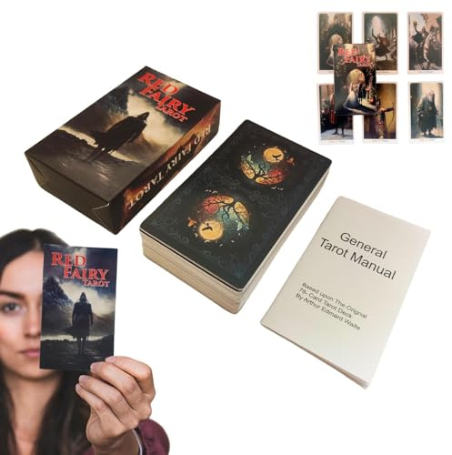 Tarot Wahrsagung | Werkzeuge zur Wahrsagung der Tarotdecks der roten Fee | Spielkarten Brettspiel Unterhaltung für Spielpartys Sammelspiele Hexengeschenk