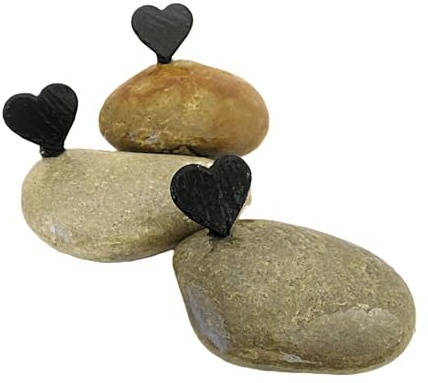 Andys Steinwelt® Grabstein personalisierbarer mit Text, mit Schieferherz | Individueller Grabschmuck für Sternenkind & Urnengrab ,Trauerstein mit Beschriftung als Beileidsgeschenk & Grabdekoration