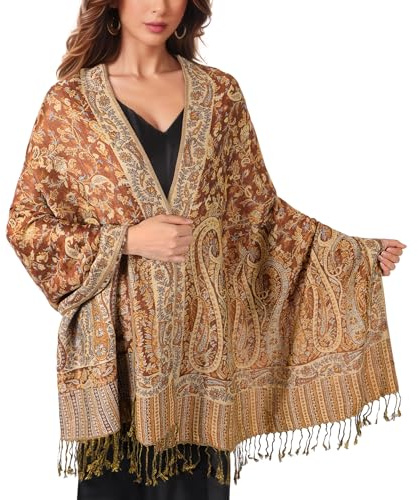 Lamca Pashmina Schal Damen, Elegant Weich Schultertuch Schal für Damen, Leicht Frauen Halstuch Stola mit Paisleymuster - Tuch Lang Damen