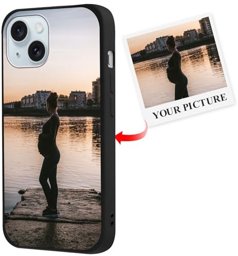 Xylota Personalisierte Handyhülle für iPhone 15 6,1'', Personalisiert Hülle mit Selbst Gestalten Eigenem Bild Foto Schutzhülle, Individuelle Design Stoßfest Silikon Case für iPhone 15,Schwarz