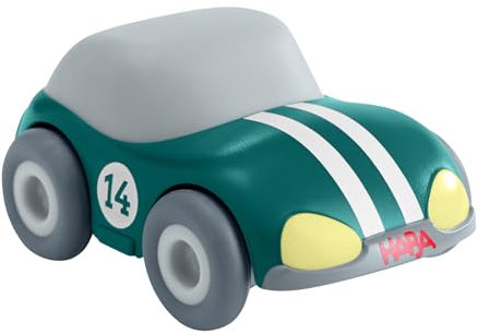 HABA Cars – Grüner Rennwagen mit Schwungmotor – Nachhaltiges Spielzeugauto aus recyceltem Kunststoff – Batterieloses Rennauto ab 2 Jahren – 2011859001