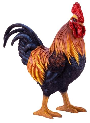 MF Dekorative Hahnfigur, 35 cm, Polyresin, Bunt, für Innen- und Außenbereich Hahn Morgenglanz